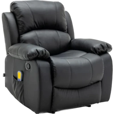 Abbildung von ASTAN HOGAR AH AR30910NG Relaxsessel mit manueller Neigung (Nullwandsystem), Massage und Thermotherapie, Modell Ramón, Polyurethan Kunstleder, Schwarz