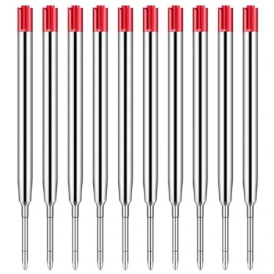 Abbildung von 10er Set Großraumminen für Kugelschreiberminen Metall Ersatzminen das G2 Format,Kompatible Minen 1,0mm Strichstärke M,Ersatzminen Kugelschreiber Schreibfarbe Rot
