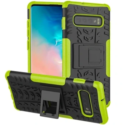 Abbildung von CoolGadget Outdoor Handyhülle für Samsung Galaxy S10, Robuste Schutzhülle mit integriertem Ständer und stoßfestem Design, Grün