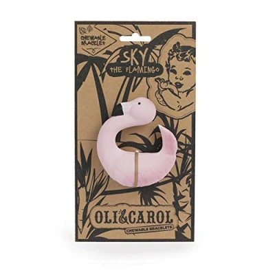 Abbildung von Oli&amp;Carol Beißring Sky The Flamingo für Babys, Zahnungshilfe, Badespielzeug, Greifling, rosa