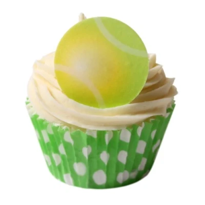 Abbildung von 12 Essbare Kuchendekorationen Tennisbälle / Edible Wafer Cake Decorations: Tennis Balls