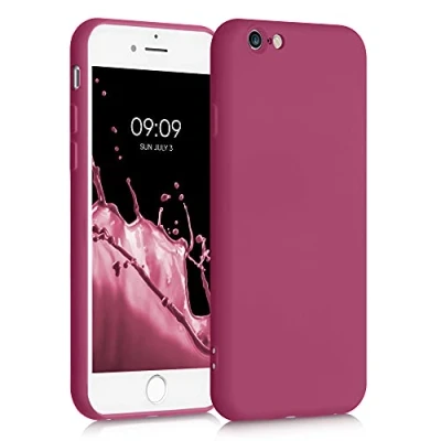 Abbildung von kwmobile Hülle kompatibel mit Apple iPhone 6 / 6S gummierte TPU Silikon Handyhülle Schutzhülle für kabelloses Laden Case in Himbeer Pink