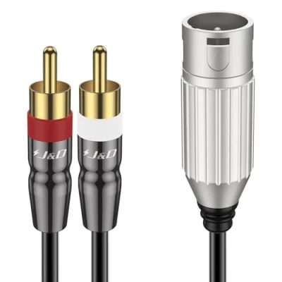 Abbildung von J&amp;D XLR zu 2 Cinch Y Splitter Patchkabel, unsymmetrisch Stecker Dual Stereo Audio Verbindungskabel PVC Shelled Kabel für Lautsprecher Kondensator Mic Mixer AMP, 2,7 M