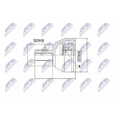 Abbildung von NTY NPZ FR 027 Gelenksatz radseitig FORD: Focus 2 Schrägheck, Kombi, C Max