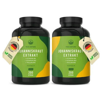 Abbildung von Johanniskraut Extrakt 400 Kapseln Vegan TRUE NATURE 2x200 St