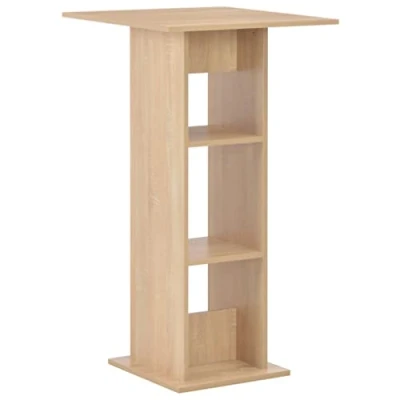 Abbildung von vidaXL Bartisch mit 2 Regalen Stehtisch Bartresen Tresentisch Bistrotisch Küchentisch Loungetisch Esstisch Frühstückstisch Tisch Eichenbraun 60x60x110cm