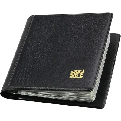 Abbildung von Safe, Taschenformat, Album (gebunden) für Münzen Ø 38 mm. (40 Stk.) 10 Blätter Schwarz Abm: 110x120x25 pro Stk.