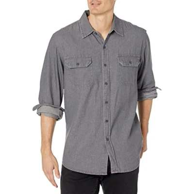 Abbildung von Wrangler Authentics Herren Langarm Klassisch Webhemd, grau, 3X Groß