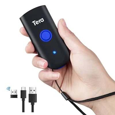 Abbildung von Tera Wireless Barcode Scanner 1D Laser Mini Pocket Waterproof 3in1 Compatible with Bluetooth USB Wired Portable Bar Code Reader for Supermarket Logistics Work iOS Windows Android 1100L