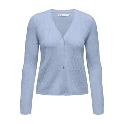 Abbildung von ONLY Onlkatia Cable V NECK Strickjacke, Damen, Größe: Medium, Kentucky blue melange
