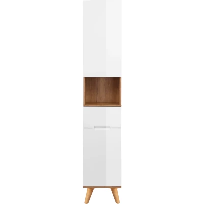 Abbildung von andas Hochschrank &quot;Lund Badschrank skandinavisches Design mit viel Stauraum&quot;, Badmöbel, 2 Türen und 1 Schublade, Breite 35cm