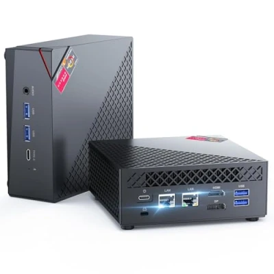 Abbildung von NiPoGi AM06 PRO Mini PC, АMD Ryzen 7 5800U(8C/16T, bis zu 4,4 GHz), 16GB DDR4 512GB M.2 SSD Desktop Computer WiFi 6, BT 5.2, Dual LAN, DP/HDMI 2.0/Type C 4K UHD Triple Display für Spiele/Büro.