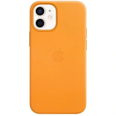 Abbildung von Apple iPhone 12 Mini Hülle MagSafe Echtleder Original Hard Case/Backcover Handyhülle Gelb