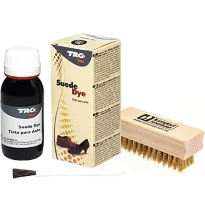 Abbildung von Langlauf Schuhbedarf Wildlederfarbe TRG Suede Dye mit Nubuk Messingbürste Nubukfarbe Rauleder (Dunkelbraun) Set