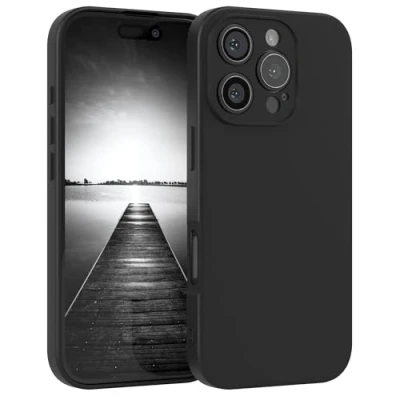 Abbildung von EAZY Case Silikonhülle für iPhone 16 Pro Hülle Silikon weich stoßfeste Handyhülle Schutzhülle mit Kameraschutz Dünn Premium Schutz Cover TPU Phone Bumper in Schwarz