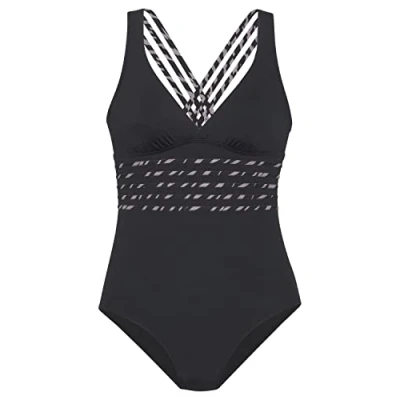 Abbildung von Lascana Swimsuit Badeanzug, Damen, Größe: 44xB, Black/white