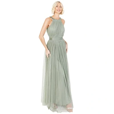Abbildung von Anaya with Love Damen Ladies Maxi Dress for Women Halter Neck Long Sleeveless Belt A Line Evening Gown Ball Prom Wedding Guest Bridesmaid Kleid, Forest Green, 36 EU