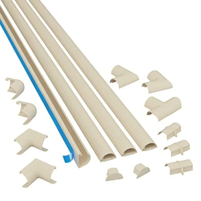 Abbildung von D Line 2010KIT003 Micro+ Kabelkanal Selbstklebender, Halbrunde Kabelführungen 4x 20mm (B) x 10mm (H) 1 Meter Längen (4 Meter) Magnolia, 20x10 mm 4 m Länge