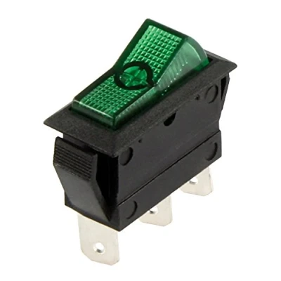 Abbildung von MC POWER Kfz Schalter 3 polig, 12V/20A, grün, 2 Stellungen: EIN /