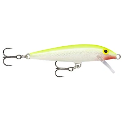 Abbildung von Rapala Original Floater Angelköder Angelzubehör aus Balsaholz Süßwasser Spinnköder Lauftiefe 0.9 1.5m Fischköder 7cm, 4g Hergestellt in Estland Silver Fluorescent Chartreuse