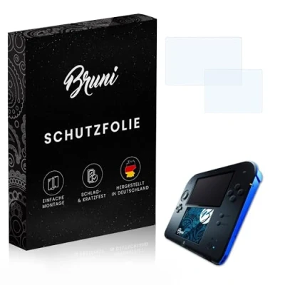 Abbildung von Bruni Schutzfolie kompatibel mit Nintendo 2DS Folie, glasklare Displayschutzfolie (2er Set)