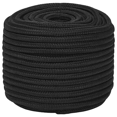 Abbildung von vidaXL Bootsseil Ankerleine Festmacher Tauwerk PP Leine Seil Tau Polypropylenseil Geflochten Flechtleine Schwarz 12mm 50m Polypropylen