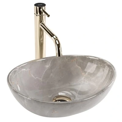 Abbildung von wohnwerk.idee Aufsatzwaschbecken Waschbecken Marmoroptik Gäste WC/Gästebad Mini