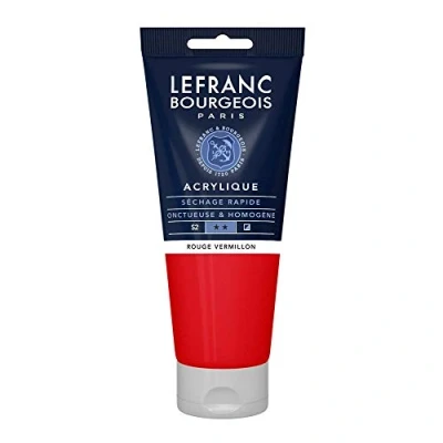 Abbildung von Lefranc Bourgeois 300432 Fine Acrylfarbe Zinnoberrot, 200ml Tube, cremige auf Wasserbasis, schnell trocknend, lichtecht, wasserfest