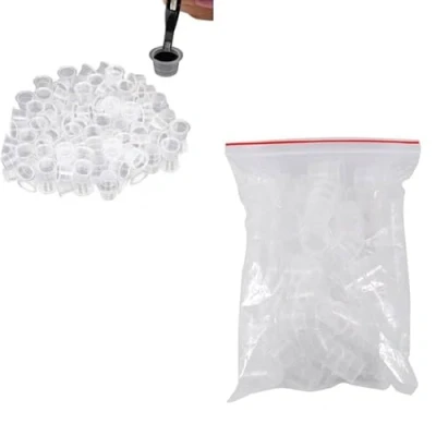 Abbildung von Einweg Tätowier Kunststoff Tintenbecher, Tattoo Farbkappen Cups, 100 Teile/satz Ink Cap Tasse Klar Weiß Professionelle microblading Pigment Halter für Permanent Makeup(M)