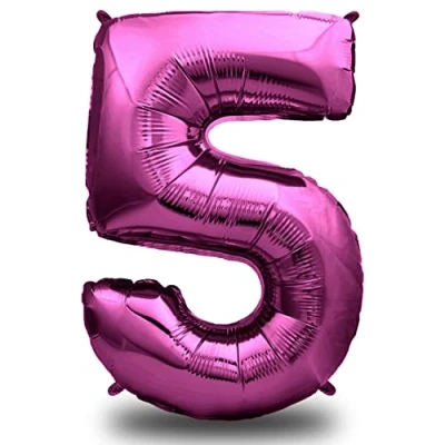 Abbildung von envami® Luftballon Geburtstag XXL Pink Riesen Folienballon in 40&quot; 101cm Geburtstagsdeko Ballon Zahl Deko zum Mädchen fliegt mit Helium (Zahl 5)