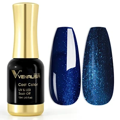 Abbildung von VENALISA UV Nagellack Gellack glitzer blau farben,Gel Nail Polish Soak Off Nägel Farbgel Kit Glitter blue Gel für Nageldesign Maniküre 12ml