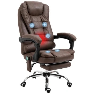 Abbildung von Vinsetto Schreibtischstuhl mit Massagefunktion, Ergonomisch, Liegefunktion, Heizfunktion (Bürostuhl, 1 St), für Wohnzimmer, Büro, Braun