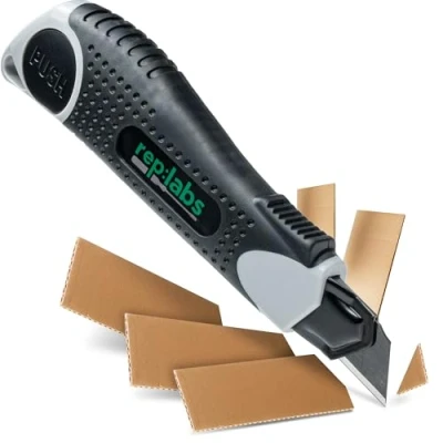 Abbildung von Cuttermesser Universalmesser Teppichmesser Kartonmesser mit Abbrechklinge Mehrzweckmesser hochwertige schwarze scharfe Klinge