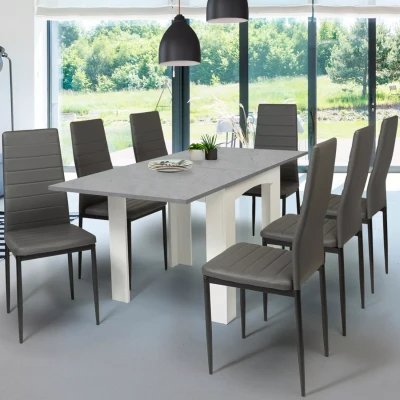 Abbildung von IDMarket Esstisch, ausziehbar, rechteckig, Dona, 6 8 Personen, Platte in Betonoptik, 80 160 cm