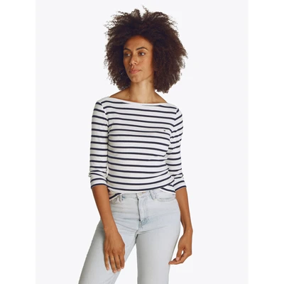 Abbildung von Tommy Hilfiger NEW CODY SLIM BOAT Langarmshirt, Damen, Größe: XL, Breton dark night navy