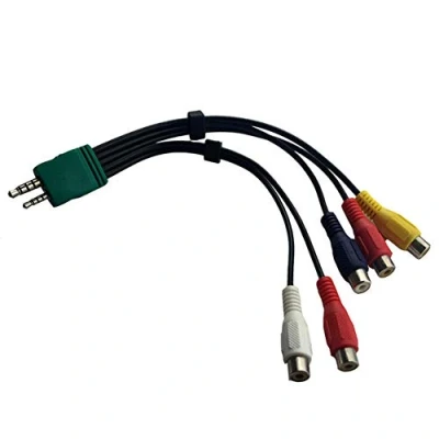 Abbildung von D52S Cinch Adapter Video Audio AV Kabel Ersatz für Samsung TV Komponenten, passend BN39 01154W, 3,5 mm und 2,5 Stecker auf 5 Buchsen