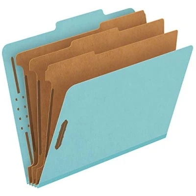 Abbildung von Pendaflex Pressboard Klassifizierungsmappen, 3 Trennblätter, 5,1 cm eingebettete Verschlüsse, 2/5 Tab Schnitt, Briefgröße, hellblau, Box mit 10 Stück (24094), Spezialität