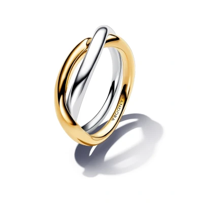 Abbildung von PANDORA Essence Bicolor Verschlungene Bänder Ring aus Sterling Silber mit vergoldeter Metalllegierung, Größe: 58, 163262C00 58