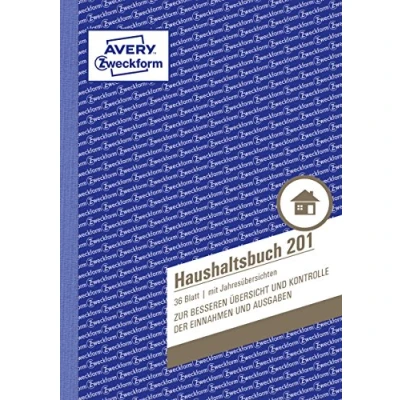 Abbildung von AVERY Zweckform 148 x 210 mm Haushaltsbuch (A5, mit Jahresübersicht, 36 Blatt) weiß