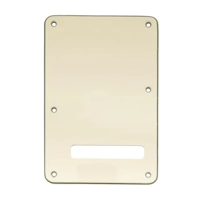 Abbildung von Musiclily 6 Löcher Strat Tremoloabdeckung Back Plate für Fender USA/Mexican Standard Stratocaster Modern Style E Gitarre,3 lagig Crème