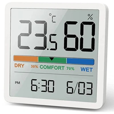 Abbildung von NOKLEAD Digitales Thermo Hygrometer, Tragbares Thermometer Hygrometer Innen mit hohen Genauigkeit, Temperatur und Luftfeuchtigkeitsmesser für Raumklimakontrolle Raumluftüerwachtung Monitor (WEISS)