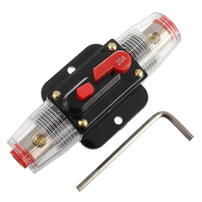 Abbildung von EPLZON 20A Disjoncteur Interrupteur 20 AMP Fusible Inline Holder 12V 49V DC Bouton de réinitialisation manuelle pour système d&#039;amplificateur son audio voiture RV Home Marine Boat Truck