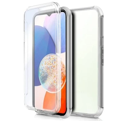 Abbildung von Cool 3D Silikon Schutzhülle für Samsung A145 Galaxy A14 / 5G (Transparent Vorderseite + Rückseite)