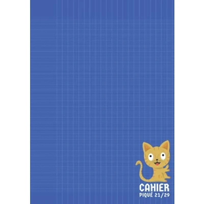 Abbildung von Cahier Piqué 21/29: A4 Seyès Grand Carreaux 21x29,7 Bleu 96 pages Chat Mignon