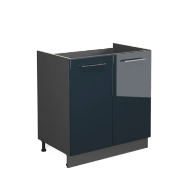 Abbildung von Vicco Spülenunterschrank Fame Line, Dunkelblau Hochglanz/Anthrazit, 80 cm ohne Arbeitsplatte