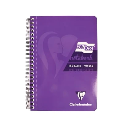 Abbildung von Clairefontaine 5813Z Heft mit Spiralbindung Europa, DIN A5 14,8x21 cm, 90 Blatt mikroperforiert, liniert Rand, g, Glossy Violet, 1 Stück