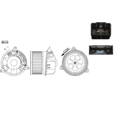 Abbildung von MAHLE ORIGINAL AB 195 000S Innenraumgebläse für Links /Rechtslenker FORD: Focus Mk1 Schrägheck, Kombi, MONDEO 3 Kombi