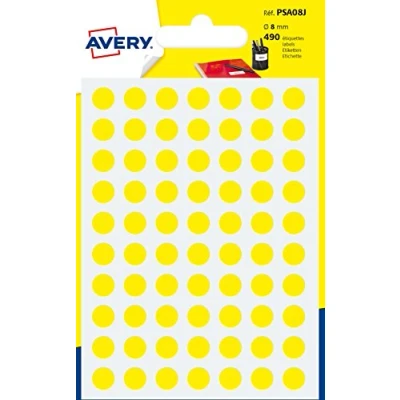 Abbildung von Avery psa08j Schutzhülle de 490 Pastilles Durchmesser 8 mm A6 gelb