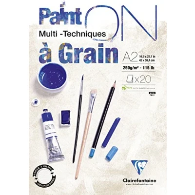 Abbildung von Clairefontaine 975052C PaintOn Mappe (mit 10 Bögen, 2 Körnungen, 250 g, hochqualitativ, 50 x 65 cm, ideal für Multitechniken, 100% Zellulose) weiß