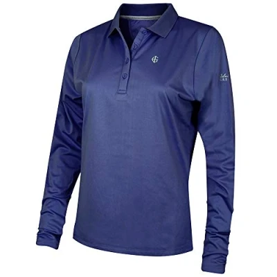 Abbildung von Island Green Golf IGLTOP1696 Damen Poloshirt, atmungsaktiv, 2 Wege Stretch, langärmelig, Sporttop L French Navy